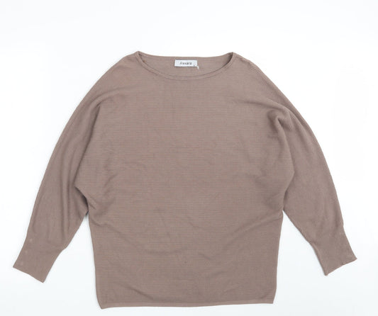 Alexara Womens Brown Boat Neck  Viscose Pullover Jumper Size S