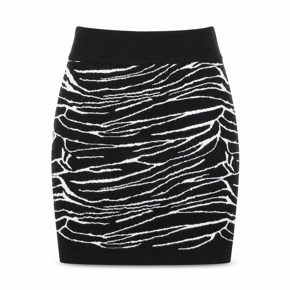 Amisu Girls Black Animal Print Viscose Mini Skirt Size XS  Regular