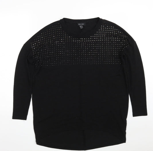 New Look Womens Black Round Neck  Viscose Pullover Jumper Size M