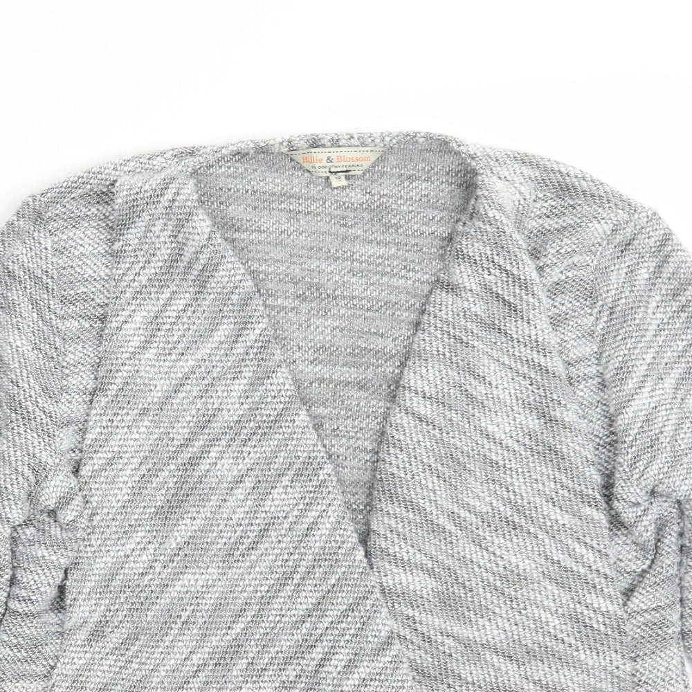 Dorothy Perkins Womens Grey V-Neck  Polyester Wrap Jumper Size 12