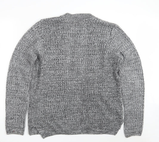River Island Womens Grey V-Neck  Acrylic Wrap Jumper Size M