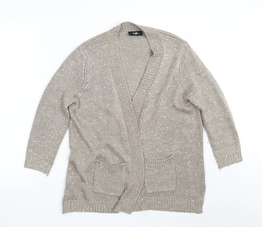 Wallis Womens Silver V-Neck  Acrylic Cardigan Jumper Size S
