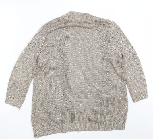 Wallis Womens Silver V-Neck  Acrylic Cardigan Jumper Size S
