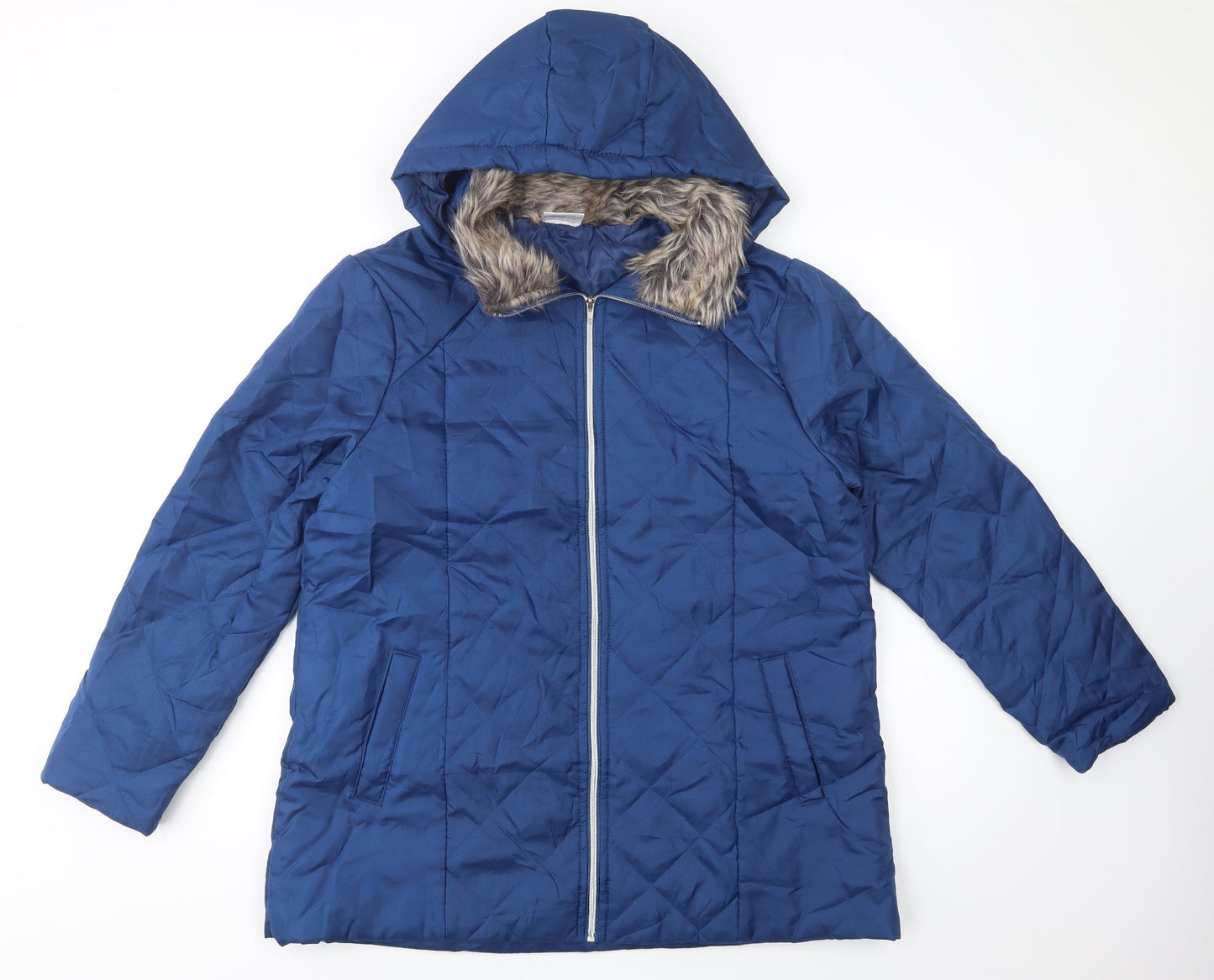 Anne De Lancay Womens Blue   Quilted Jacket Size M  Zip