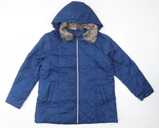 Anne De Lancay Womens Blue   Quilted Jacket Size M  Zip