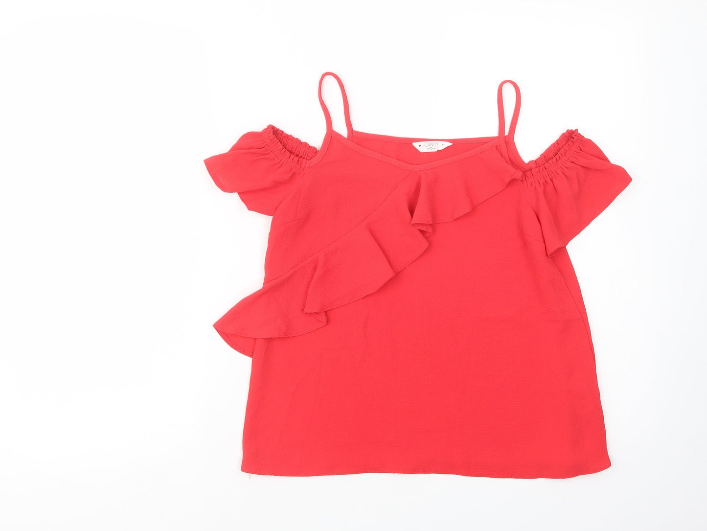 Candy Couture Girls Red  Polyester Camisole Blouse Size 13 Years V-Neck Pullover