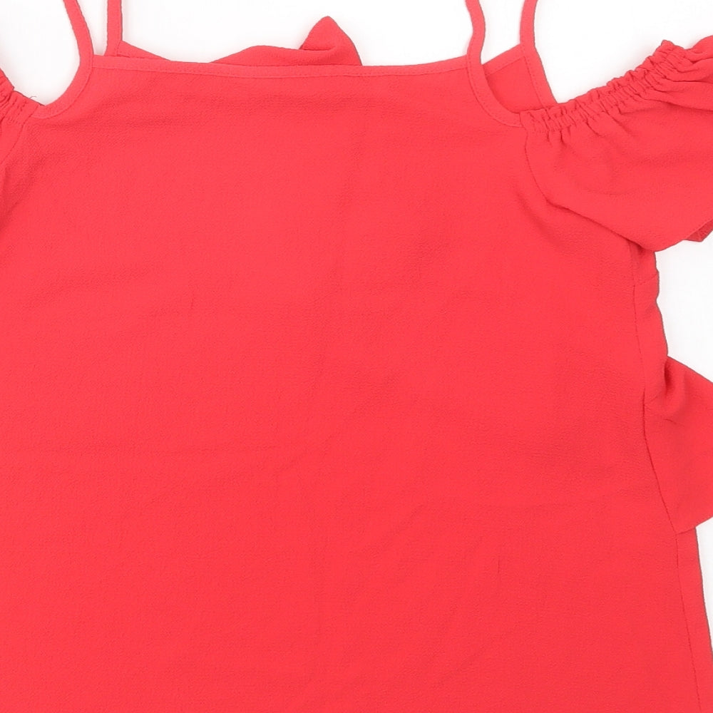 Candy Couture Girls Red  Polyester Camisole Blouse Size 13 Years V-Neck Pullover