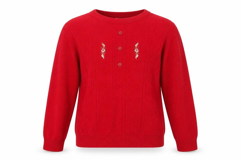Merry Gold Womens Red Crew Neck  Acrylic Pullover Jumper Size S