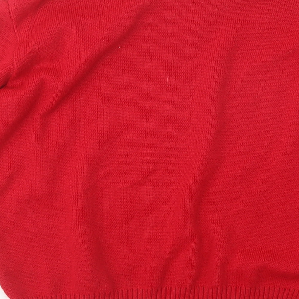 Merry Gold Womens Red Crew Neck  Acrylic Pullover Jumper Size S