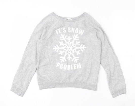 H&M Girls Grey  Cotton Pullover Sweatshirt Size 9-10 Years