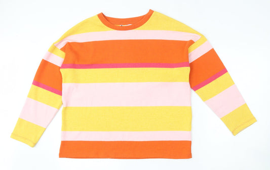 NEXT Womens Multicoloured Round Neck Striped Polyester Pullover Jumper Size M