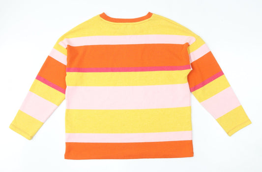 NEXT Womens Multicoloured Round Neck Striped Polyester Pullover Jumper Size M