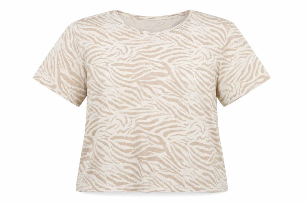H&M Womens Beige Round Neck Animal Print Viscose Pullover Jumper Size XL