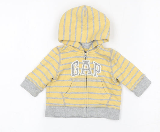 Gap Baby Yellow Striped 100% Cotton Full Zip Jumper Size 3-6 Months  Zip