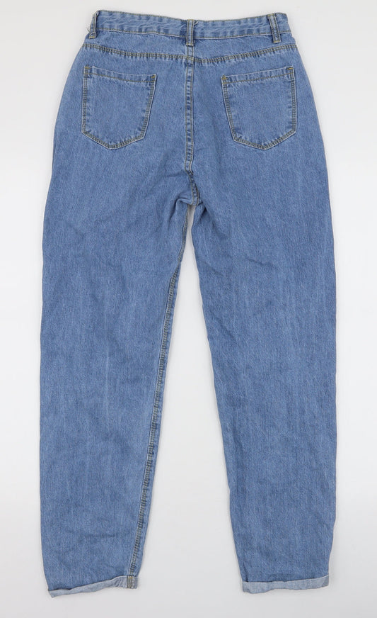 SheIn Womens Blue  Cotton Mom Jeans Size S L27 in Regular Zip