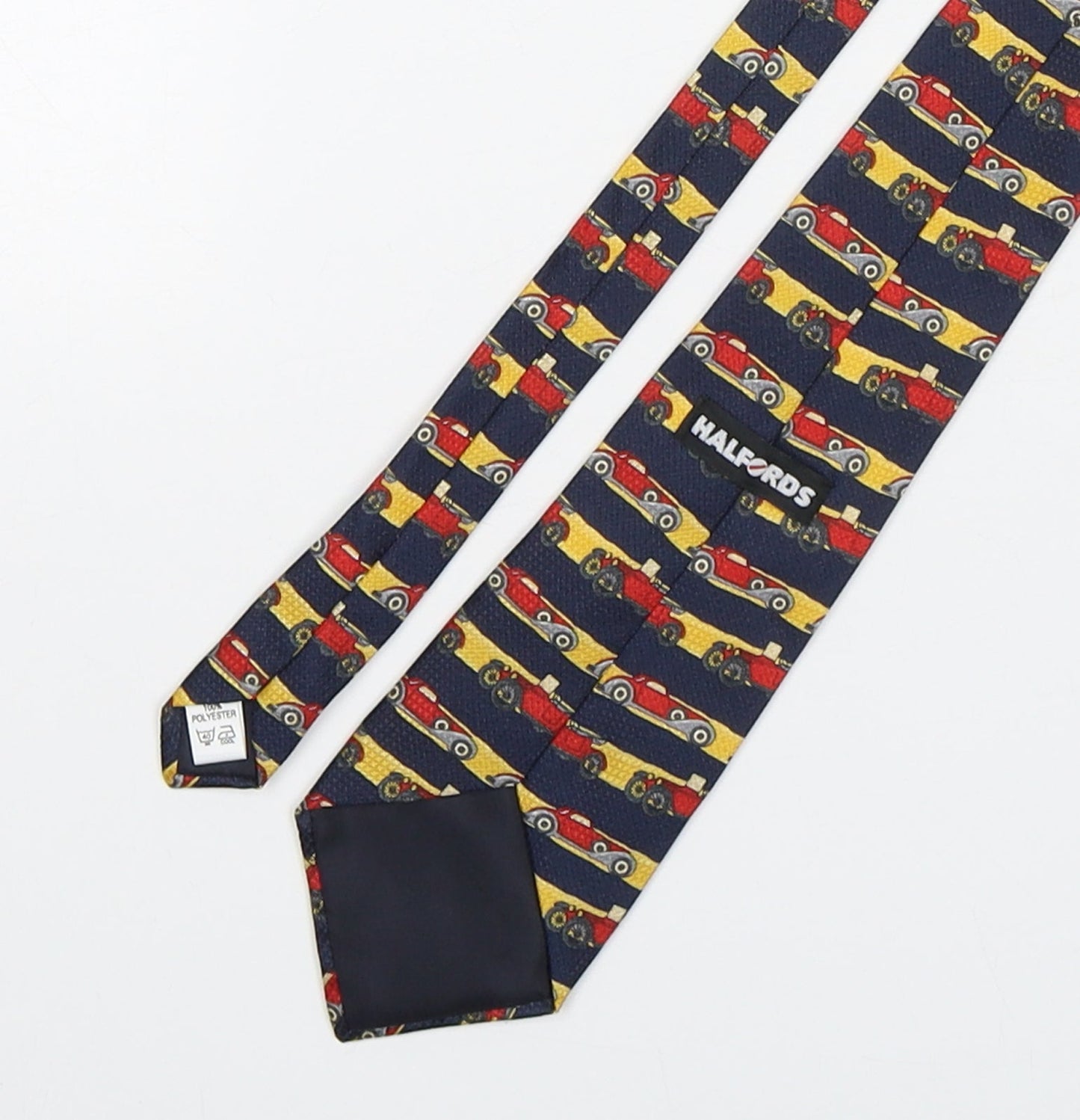 Halfords Mens Multicoloured Striped Polyester Pointed Tie One Size - Car Print