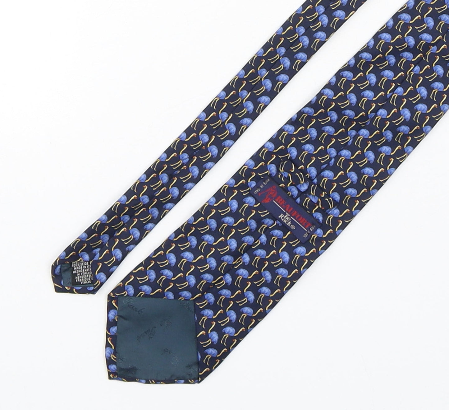 Beaufort Mens Blue Geometric Silk Pointed Tie One Size - Ostriches