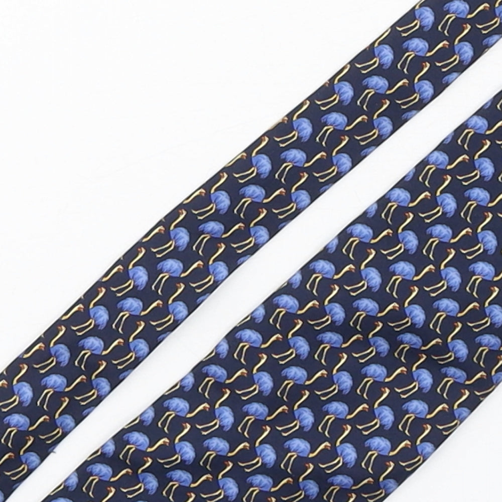 Beaufort Mens Blue Geometric Silk Pointed Tie One Size - Ostriches