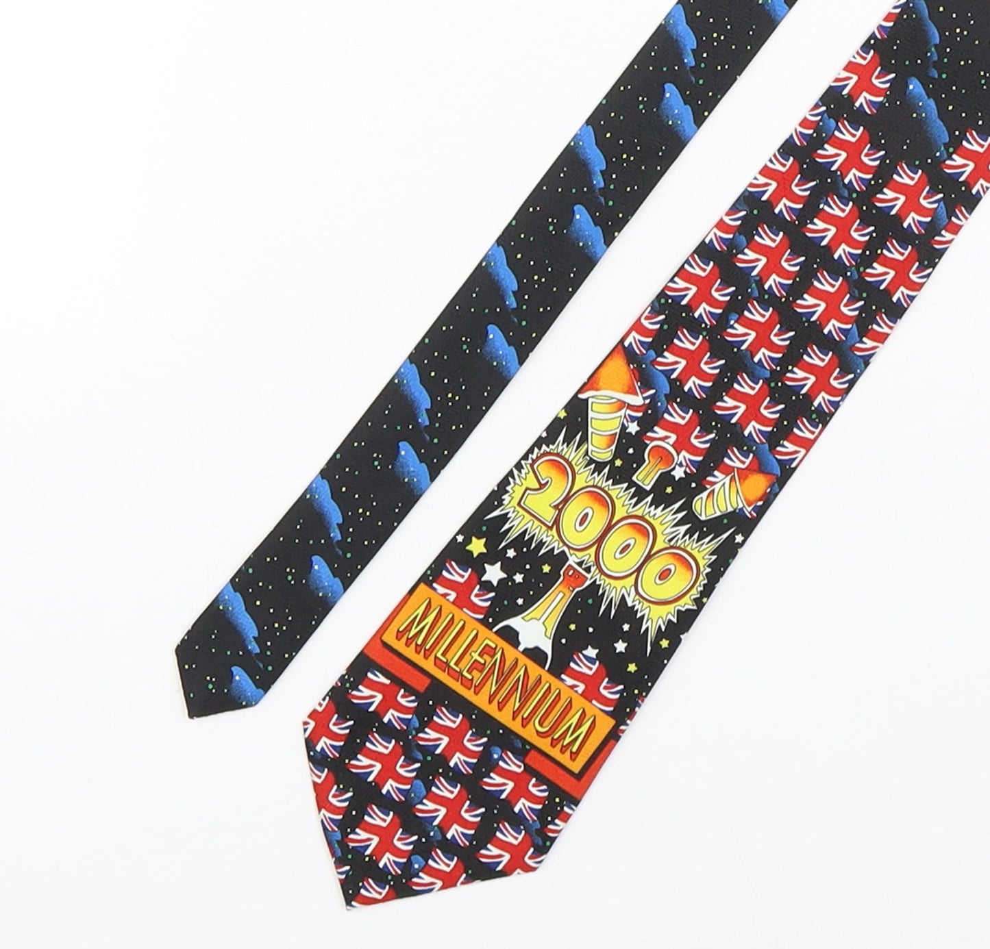 Fratello  Mens Multicoloured Geometric Polyester Pointed Tie One Size - Millennium
