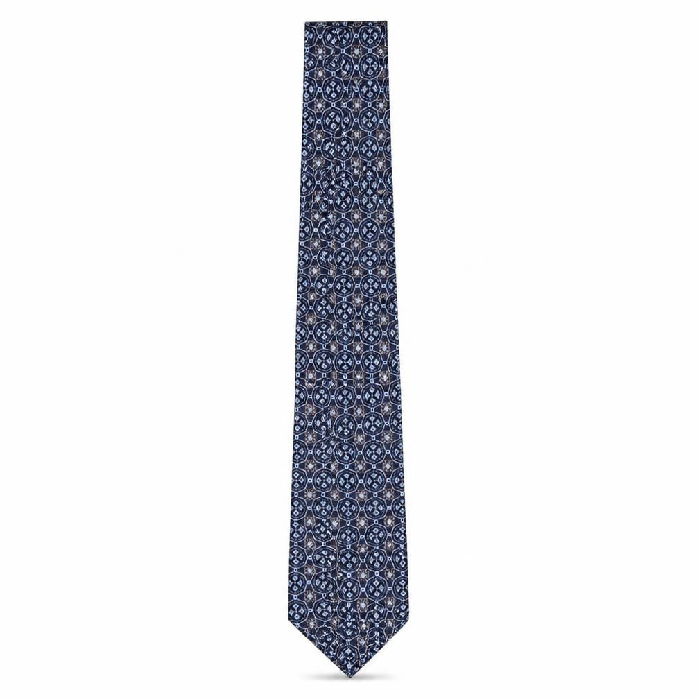 Collezione Mens Blue Geometric Silk Pointed Tie One Size