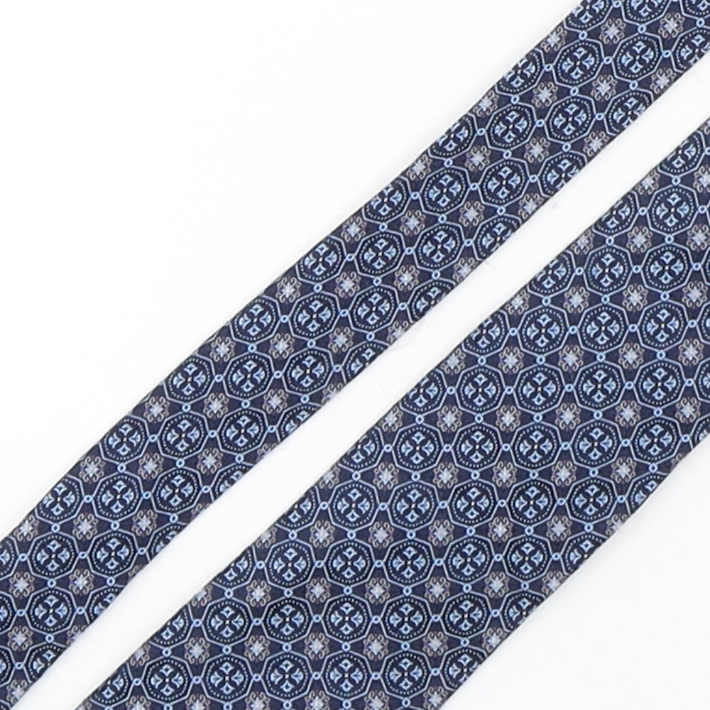 Collezione Mens Blue Geometric Silk Pointed Tie One Size
