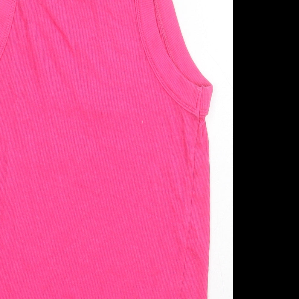 Stradivarius Womens Pink  Cotton Cropped T-Shirt Size L Round Neck
