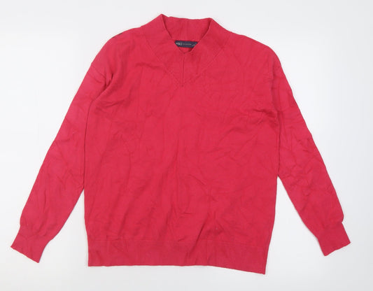 Marks and Spencer Womens Pink V-Neck  Acrylic Pullover Jumper Size XS