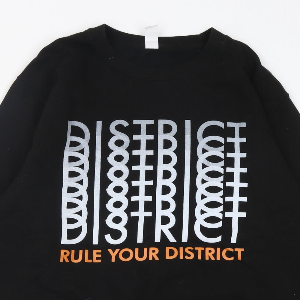 Just Hoods Mens Black  Cotton Pullover Sweatshirt Size M   - rule your district