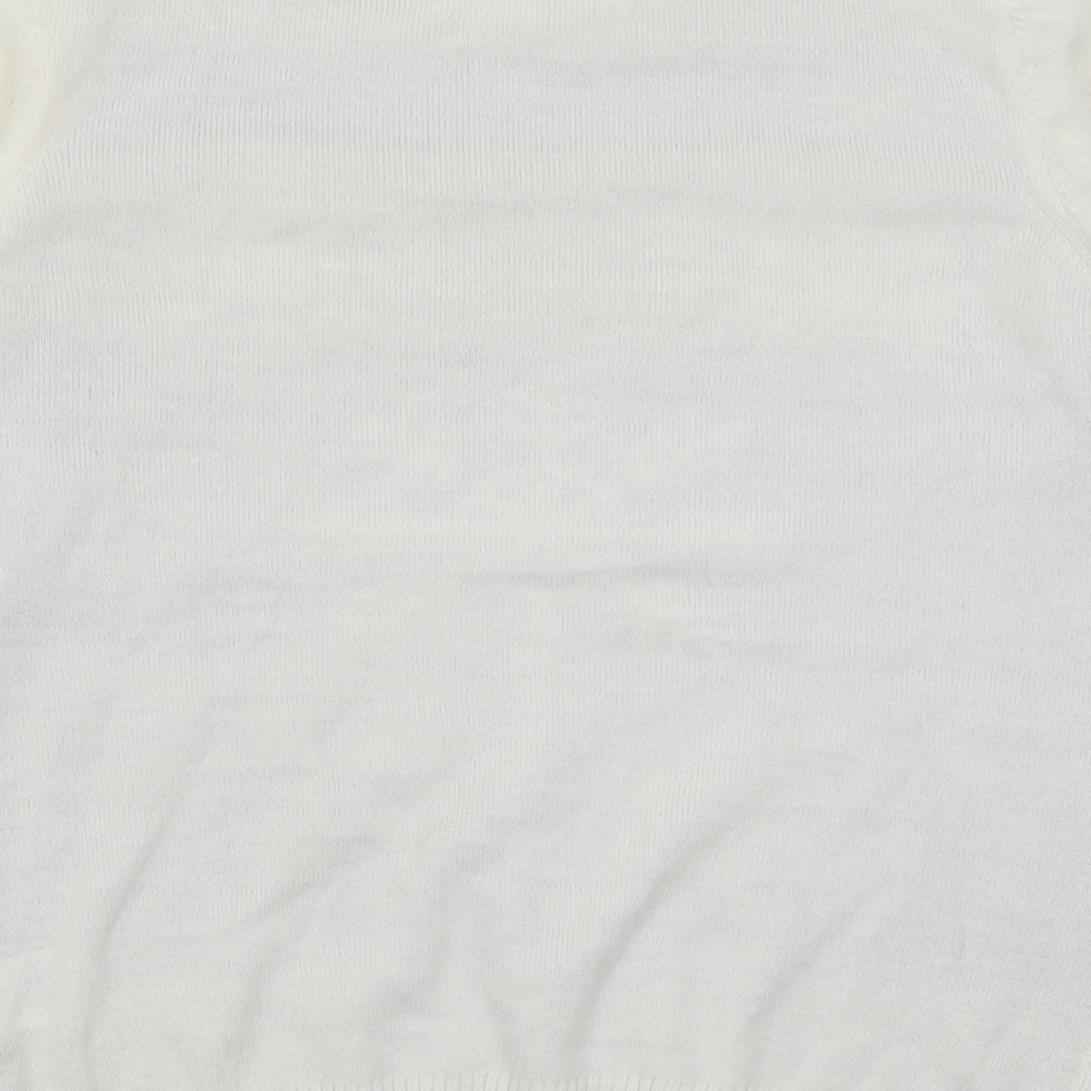 Avenue Womens Ivory Crew Neck  Acrylic Pullover Jumper Size S   - Snow Flakes