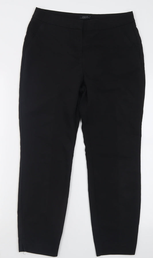 Papaya Womens Black  Polyester Trousers  Size 12 L27 in Regular Hook & Eye