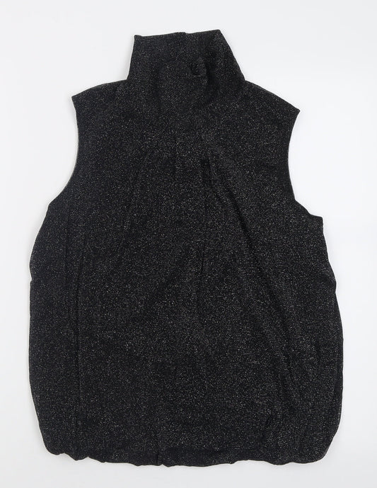 Debenhams Womens Black  Nylon Basic Tank Size 12 Roll Neck