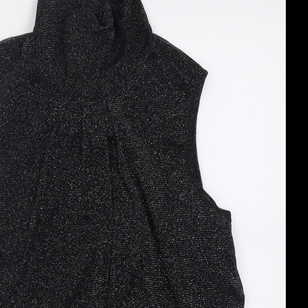 Debenhams Womens Black  Nylon Basic Tank Size 12 Roll Neck