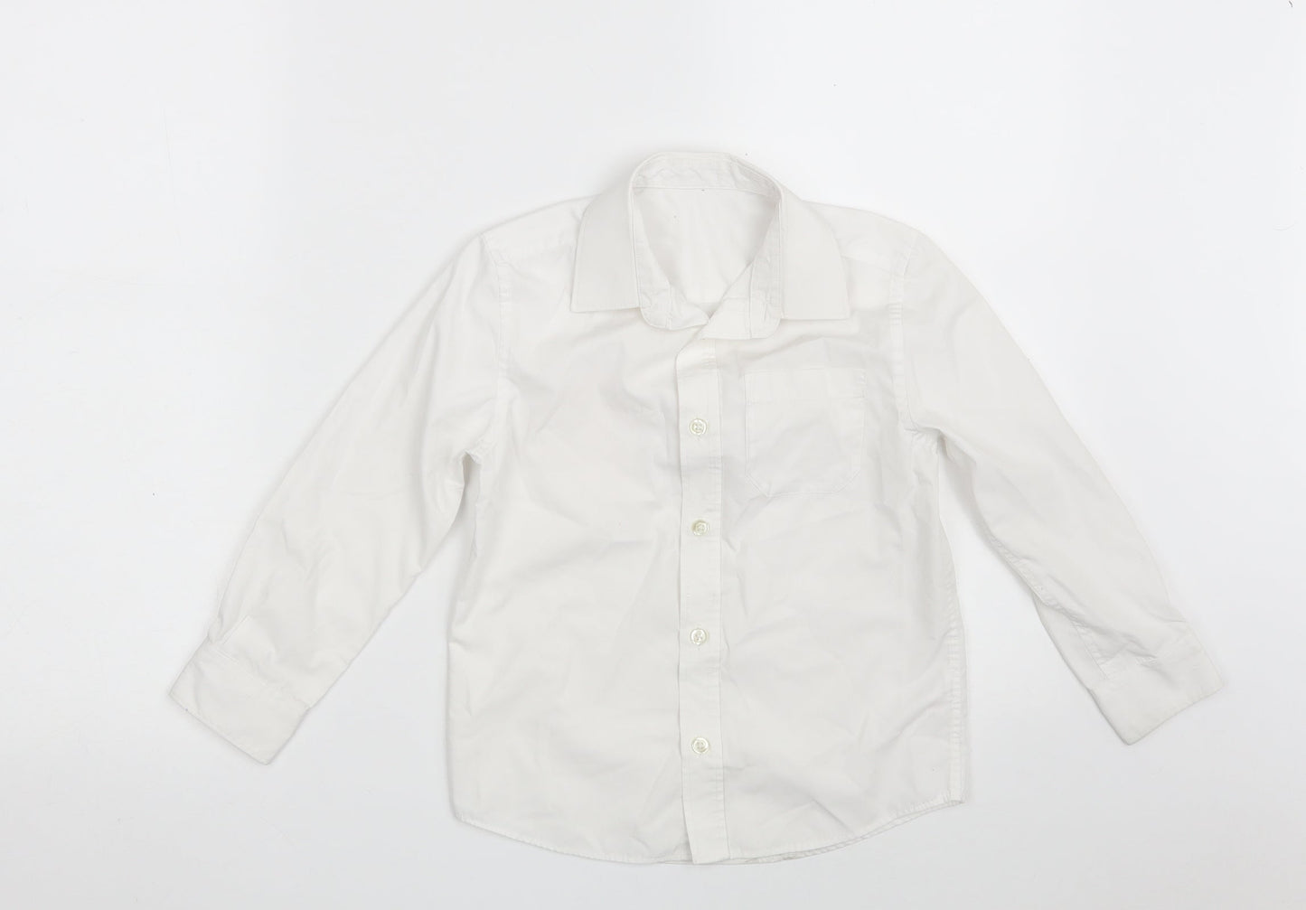 F&F Boys White  Polyester Basic Button-Up Size 5-6 Years Collared Button