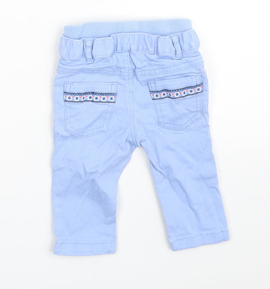 Marks and Spencer Baby Blue  Cotton Cropped Jeans Size 6-9 Months  Button