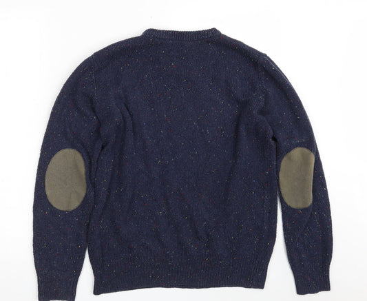 Cedar Wood State Mens Blue Crew Neck  Acrylic Pullover Jumper Size S