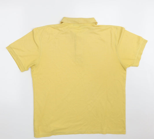 St. Bernard Mens Yellow  Polyester  Polo Size M Collared Button