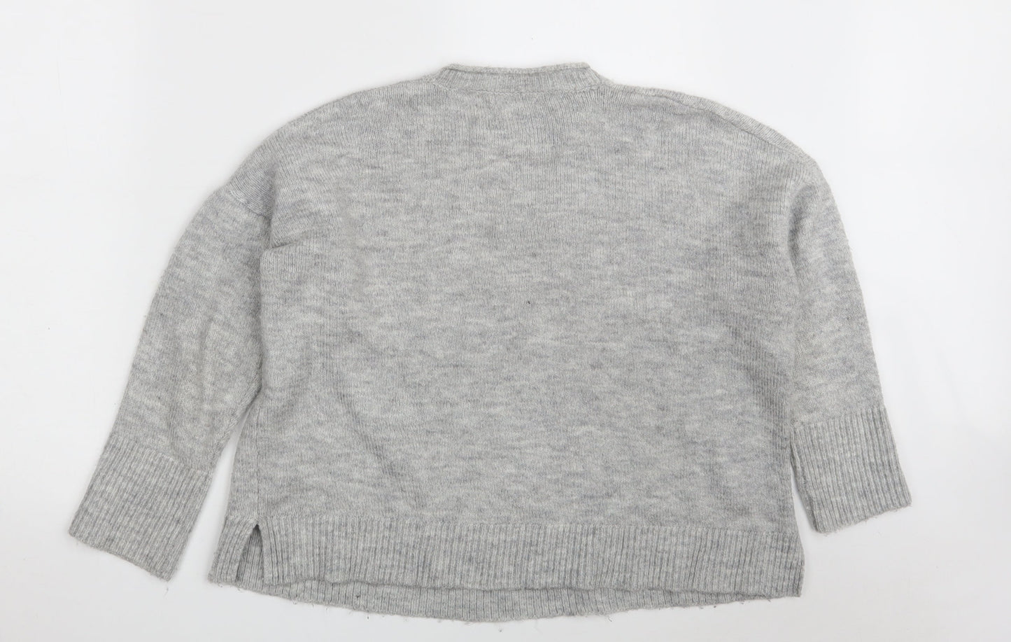 Pull&Bear Womens Grey Round Neck  Acrylic Pullover Jumper Size S   - Cropped