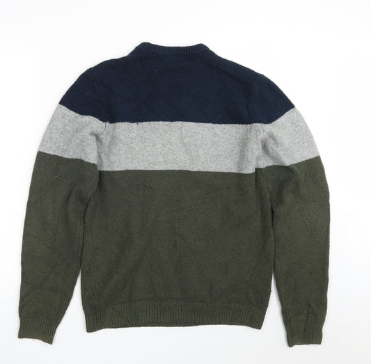 Easy Mens Multicoloured Crew Neck  Cotton Pullover Jumper Size S   - Colorblock
