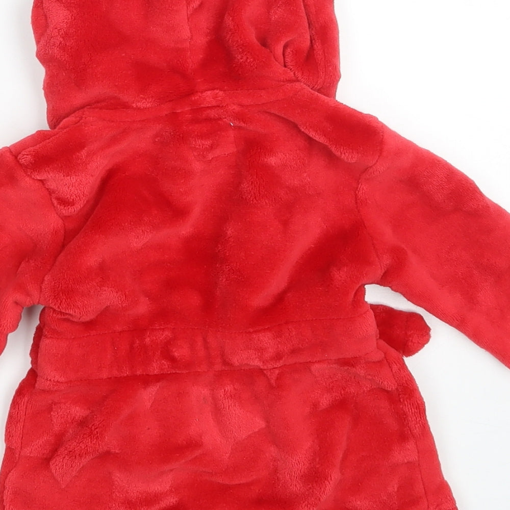 Primark Baby Red Solid 100% Polyester Babydoll Robe Size 6-9 Months   - Pockets