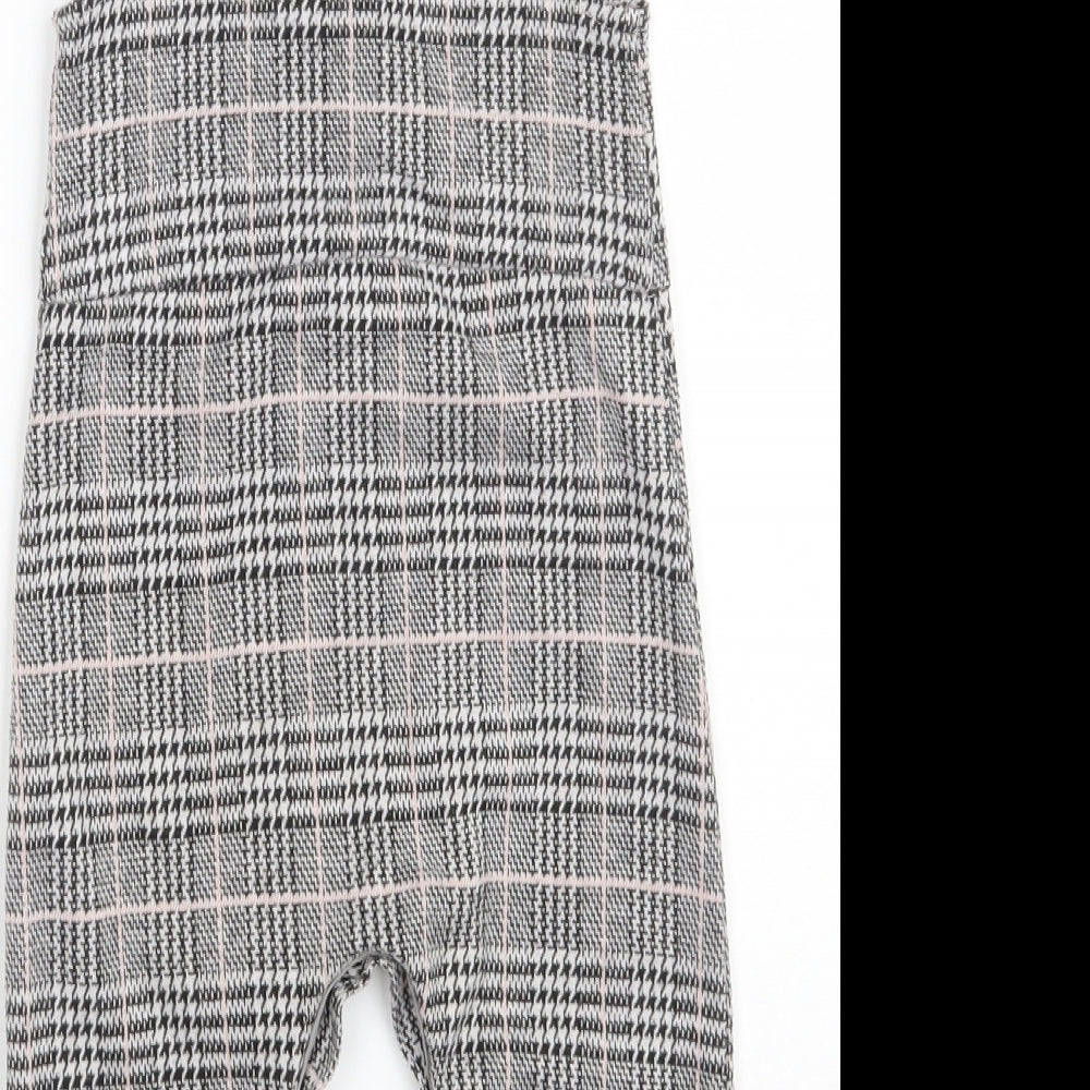 Primark Girls Grey Check Polyester Pinafore/Dungaree Dress  Size 9-12 Months  Square Neck Button