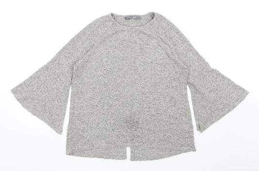 COIN 1804 Womens Grey Round Neck  Rayon Pullover Jumper Size S