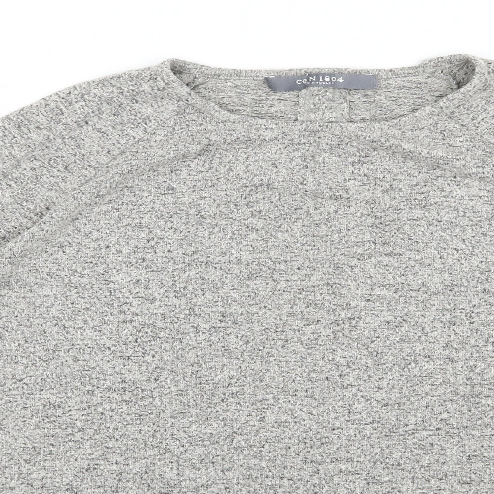 COIN 1804 Womens Grey Round Neck  Rayon Pullover Jumper Size S