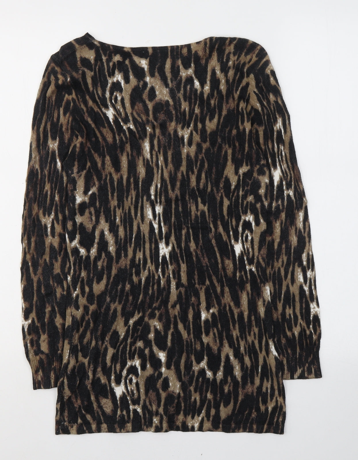 DAVID EMANUEL Womens Black Animal Print Nylon Basic Blouse Size XS Round Neck