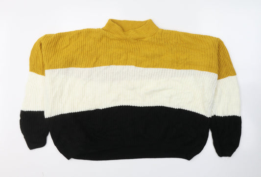 Select Womens Multicoloured High Neck Striped Acrylic Pullover Jumper Size 18