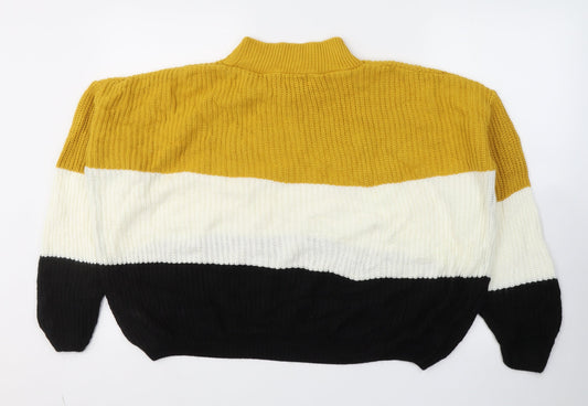 Select Womens Multicoloured High Neck Striped Acrylic Pullover Jumper Size 18
