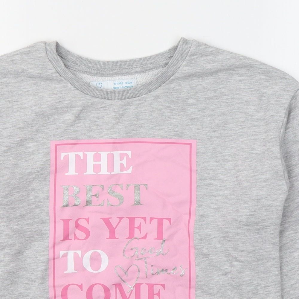 Primark Girls Grey  Cotton Pullover Sweatshirt Size 10-11 Years  Pullover