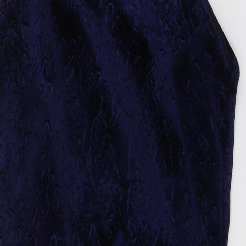 Topshop Womens Blue Geometric Polyester A-Line  Size 6  Round Neck Zip
