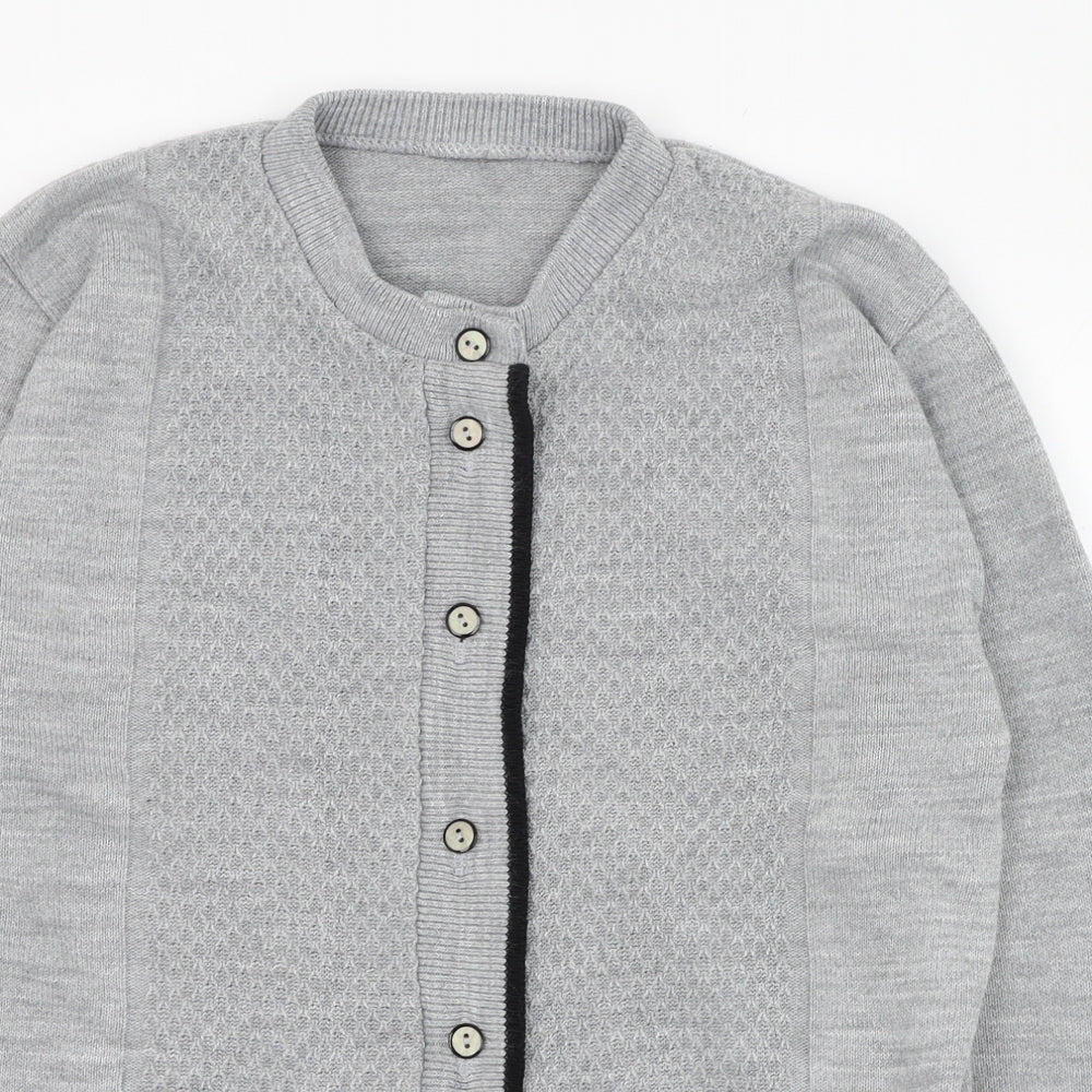 Preworn Womens Grey Round Neck  Acrylic Cardigan Jumper Size 10