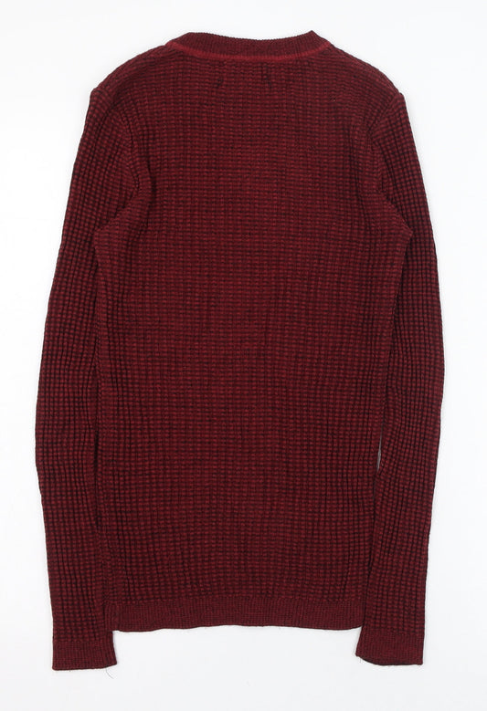 River Island Womens Red Round Neck  Acrylic Pullover Jumper Size 4