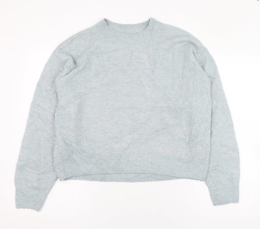 H&M Womens Blue Round Neck  Acrylic Pullover Jumper Size 4